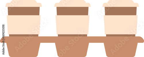 Three takeaway cups in holder