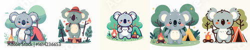 cute koala camping vector collection