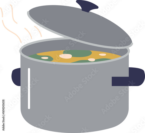 Spoiled soup in pot vector illustration