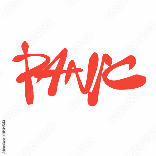 Panic red graffiti typography with street brush strokes. Bold and anxious word design for poster, apparel, and sticker projects