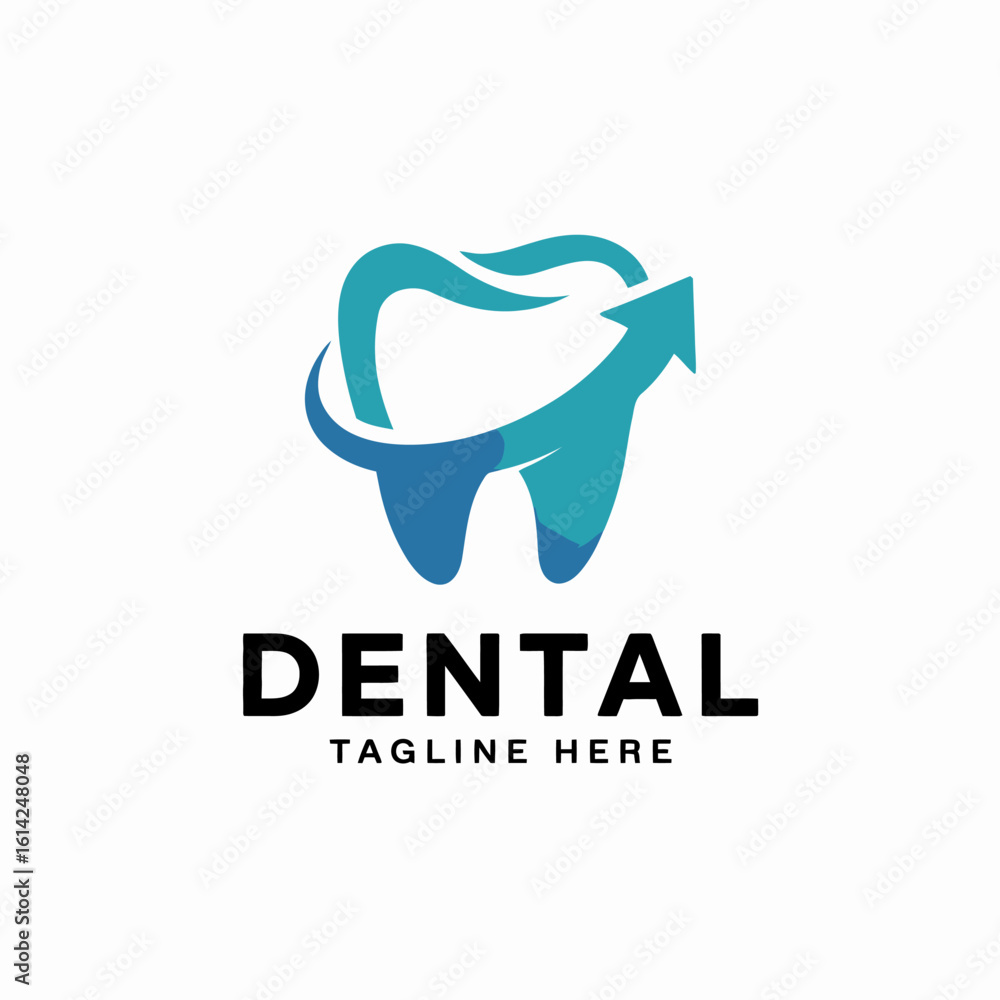 A sleek dental logo featuring a tooth combined with an upward arrow, symbolizing growth and progress in oral health, perfect for any dental practice branding. A sleek dental logo featuring a tooth combined with an upward arrow, symbolizing growth and progress in oral health, perfect for any dental practice branding.