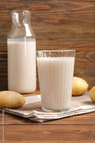 Potato milk beverage in gla...
