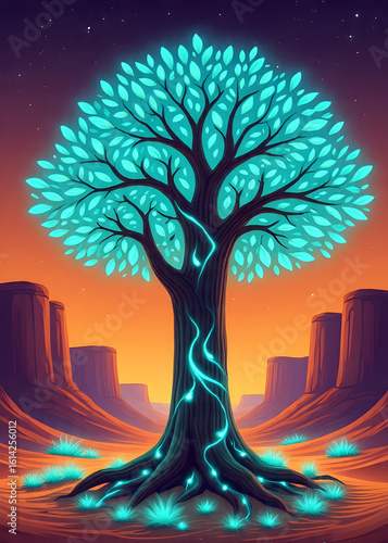 Luminous Oasis: Desert Nightglow