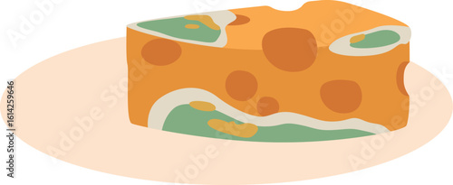 Spoiled cheese on plate vector illustration
