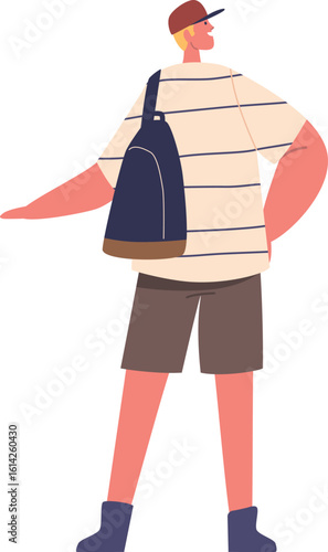 Hipster guy tourist backpacker vector illustration