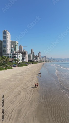 Modern Seaside Skyline of Itapema, Santa Catarina, Brazil on a Clear Summer Day