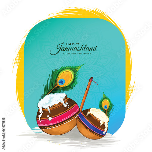 Indian hindu festival of janmashtami celebration card background