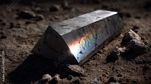 Wallpaper Mural Trapezoidal rock, desert ground, rainbow reflection, sunlit, mining exploration Torontodigital.ca