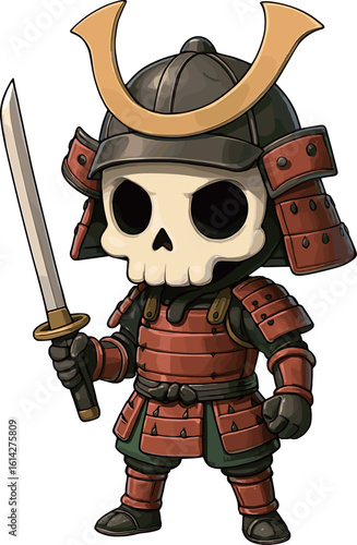 侍風のガイコツ戦士のイラスト