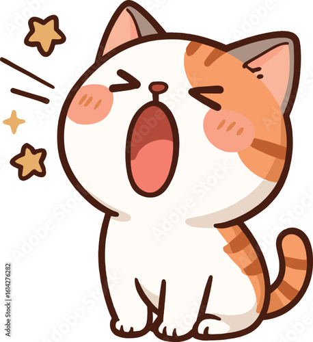 あくびをする猫のイラスト