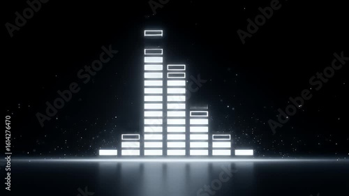 Abstract audio visualization dynamic white bars on black background modern design for commercial use digital illustration