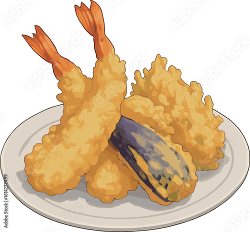天ぷらの盛り合わせのイラスト
