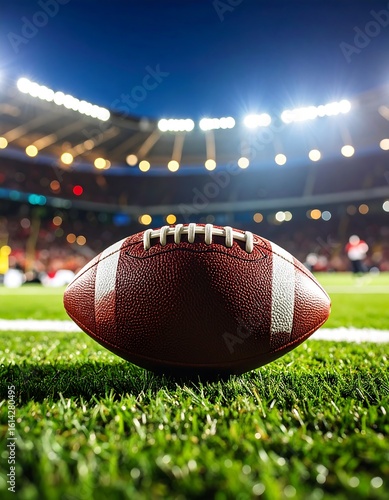 Football on field at night