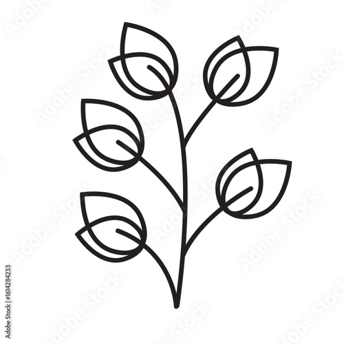 Aesthetic leaf vector lineart 
