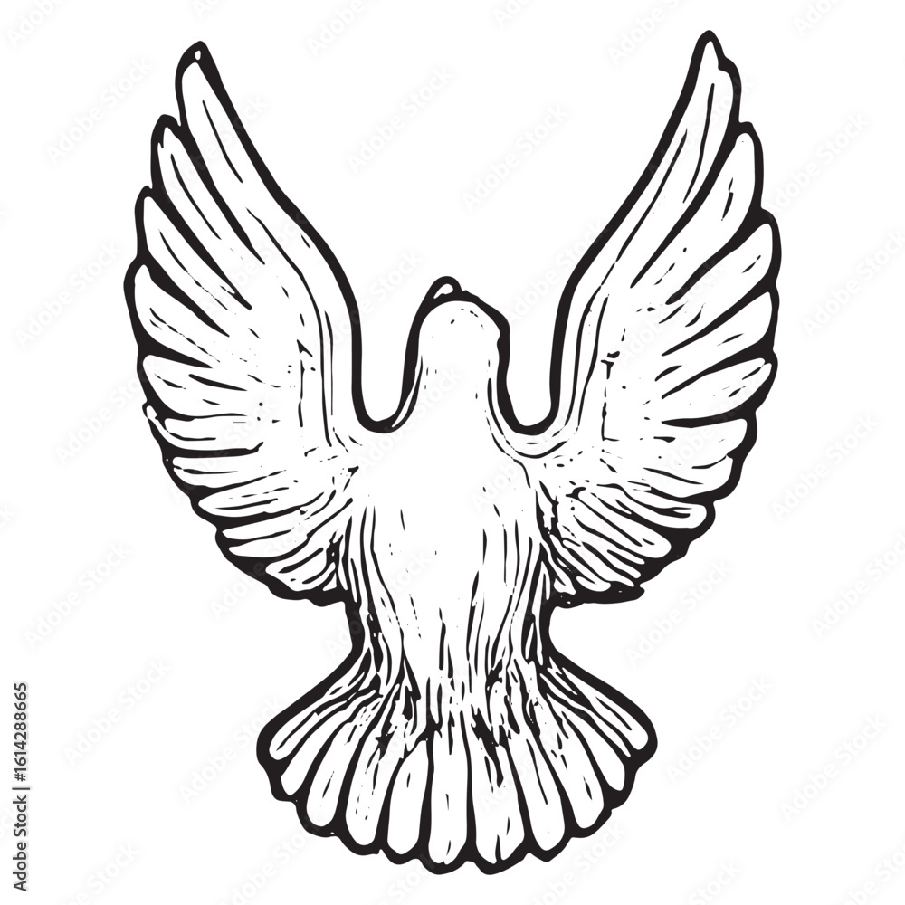 Obraz premium Dynamic Hand-Drawn Flying Dove for Peaceful Artworks