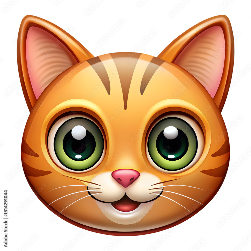 Fototapeta premium Adorable Orange Tabby Cat Face with Big Green Eyes