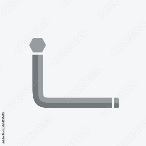 Gray allen wrench or hex key tool on white background.