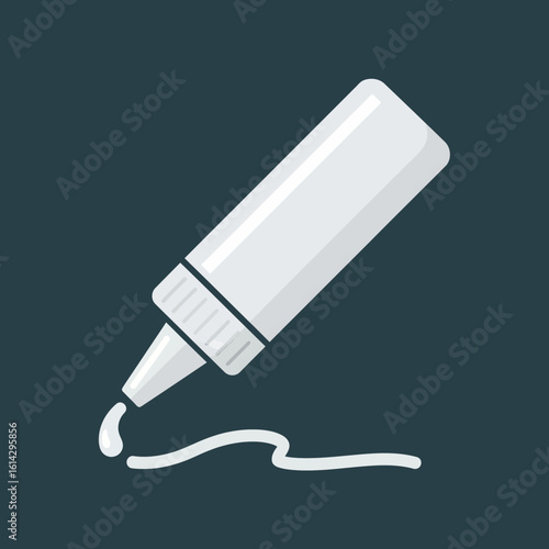 White sauce bottle with a squeeze of sauce on a dark background.