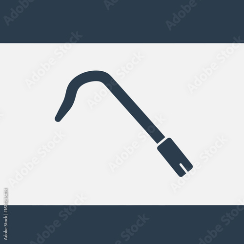 Crowbar tool icon on white background with dark blue borders.