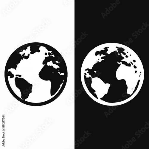 Line Tracing Worksheet - Solid Globe Earth Shape Black and White Contrast for Kids