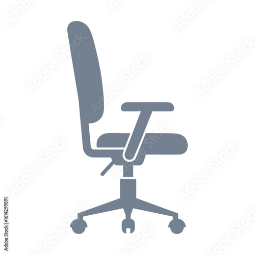 Office chair with wheels and armrests in gray color isolated on white.