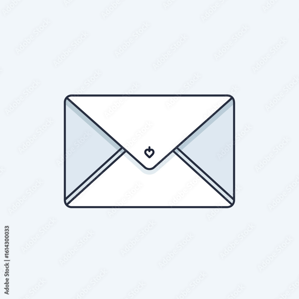 Envelope icon on a light background representing communication or mail. Envelope icon on a light background representing communication or mail.