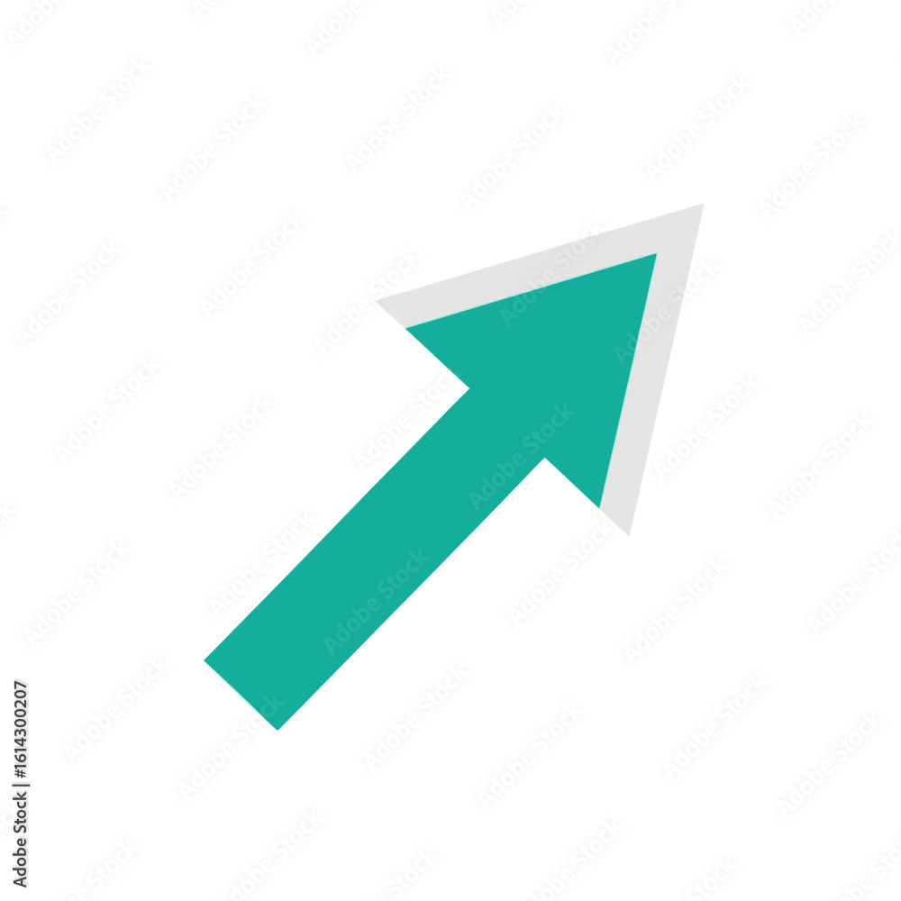 Teal arrow pointing diagonally upwards to the right on a white background. Teal arrow pointing diagonally upwards to the right on a white background.
