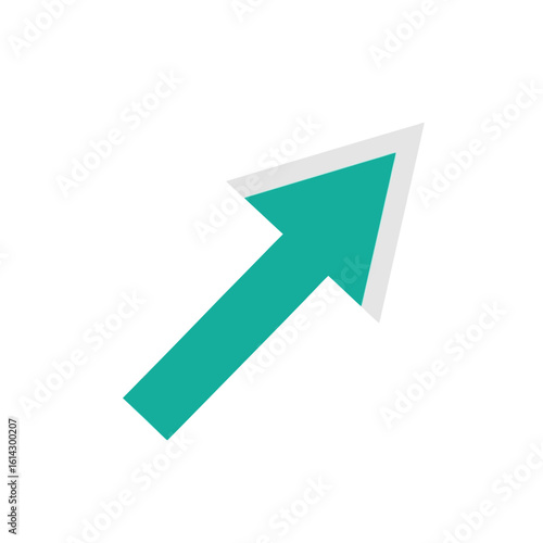 Teal arrow pointing diagonally upwards to the right on a white background.