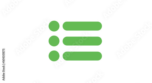 Social network icon green bulleted list icon for web design and ui design representing options and navigation menu element vector
