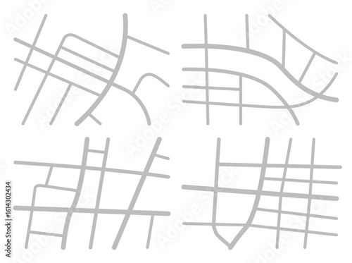 MAP　町　地図　マップ　上面図　イラスト　線