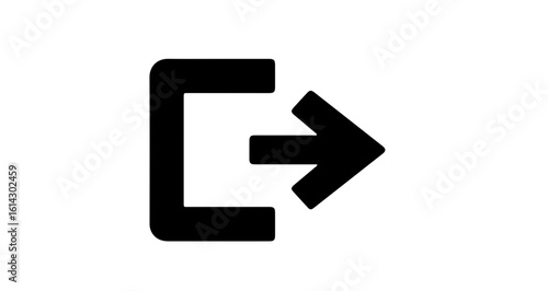 Social network icon exit icon vector illustration, logout sign, sign out symbol, arrow pointing out of a door, black and white design vector