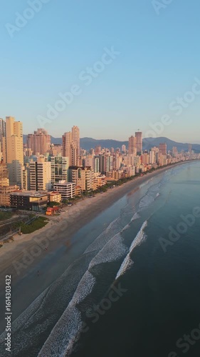 Modern Seaside Skyline of Itapema, Santa Catarina, Brazil on a Clear Summer Day