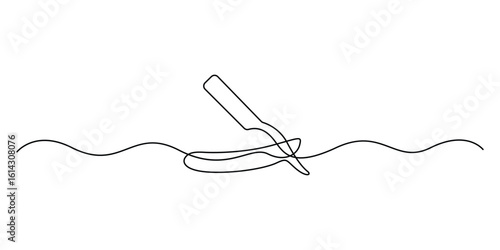 Continuous one line drawing of razor or blade vector illustration