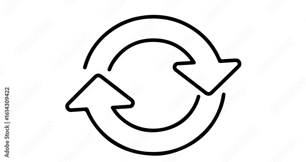 Fototapeta premium Interface icon find simple doodle drawing of circular arrow icon for refresh reload repeat sync process vector graphic vector