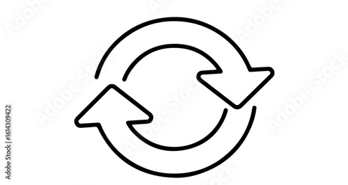 Interface icon find simple doodle drawing of circular arrow icon for refresh reload repeat sync process vector graphic vector