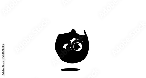 Interface icon abstract black and white art illustration of an object with a hole and shadow graphic design element art vector