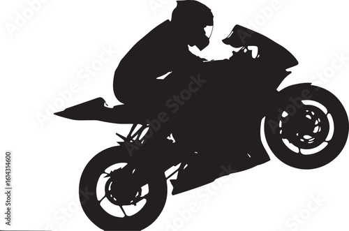 Motorcycle racer performing wheelie helmet racing vector