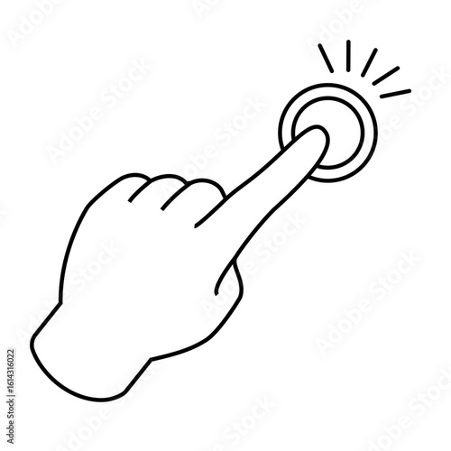 ボタンを押す左手の線画イラスト素材