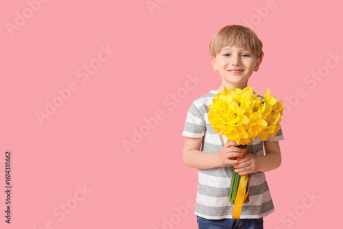 Cute little happy boy with ...