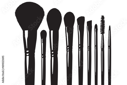 Stylish and versatile makeup brush set featuring various tools for applying powder, foundation, mascara, eyeliner, and contour for flawless beauty application