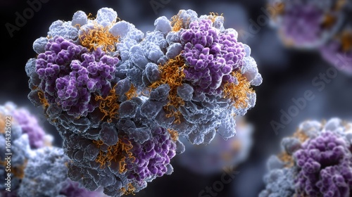 Scientific illustration of ribosomal machinery ceasing function under ricin poisoning with complex protein production graphics dimming across clustered cells.