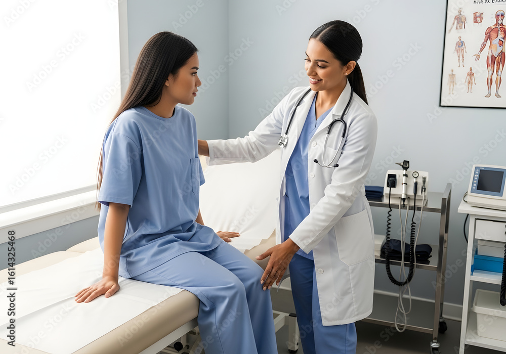 Obraz premium Doctor Consulting Patient in Clinic