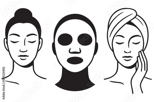Stylized beauty treatment rituals with woman using a face mask, skincare routine, and soothing facial care for beauty care and facial makeup skincare cosmetics Background