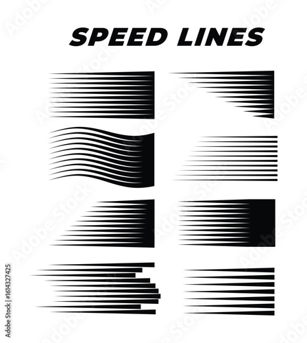 Set manga comic motion speed lines