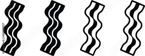 Four strips of crispy bacon isolated on white background.