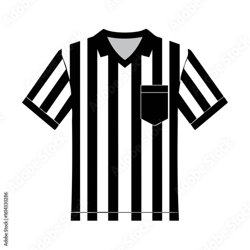 Vector illustration of referee shirt on white background, sports and uniform concept