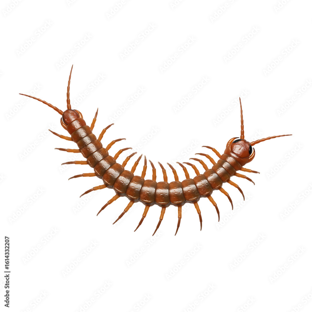 Fototapeta premium Myriapod Isolated, Many Legs, No Background