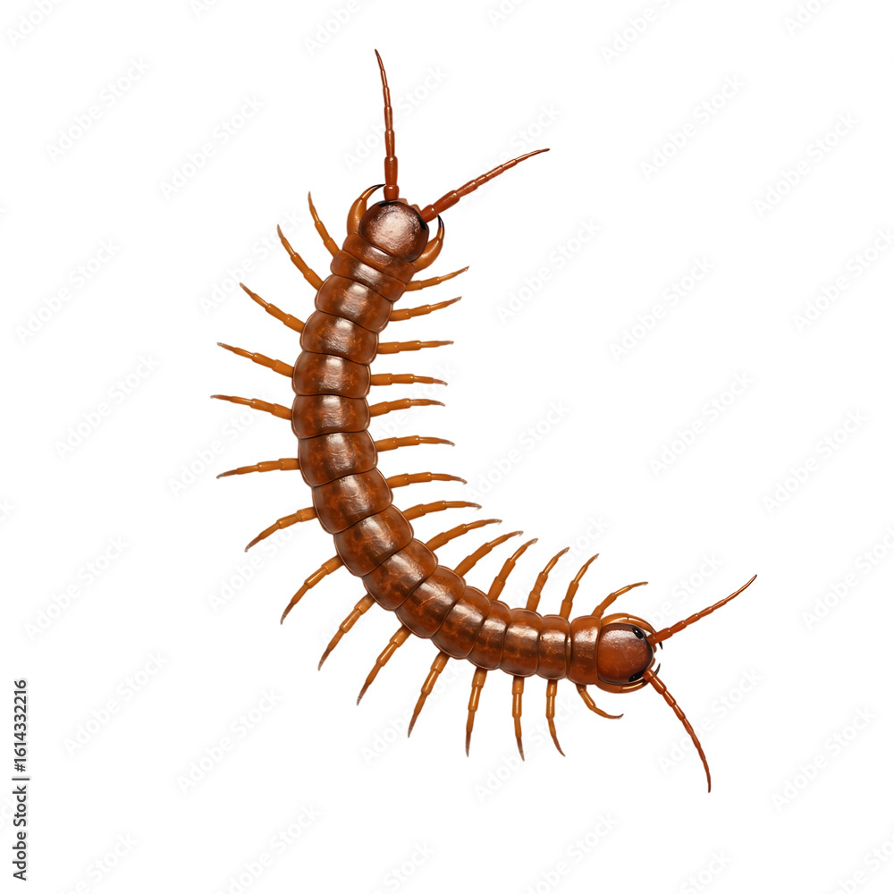Fototapeta premium Brown Centipede Curled No Background Image