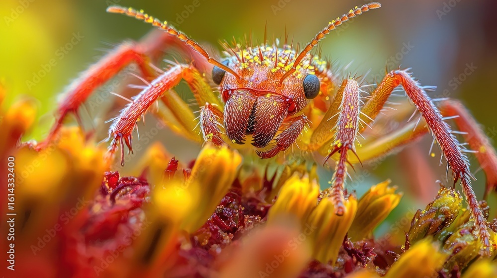 Fototapeta premium Vibrant ant on a flower