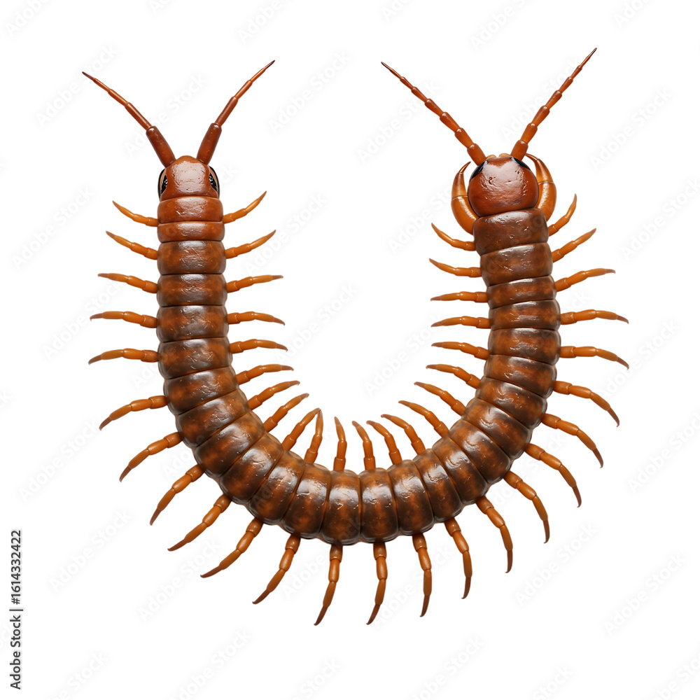 Fototapeta premium Detailed Centipede Specimen, No Background PNG